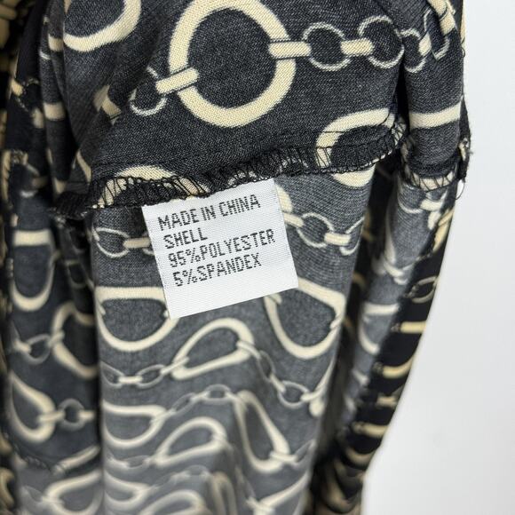 Talbots Dress Womens 14 Black Chain Print Button Front Short Sleeve Midi - Picture 4 of 7